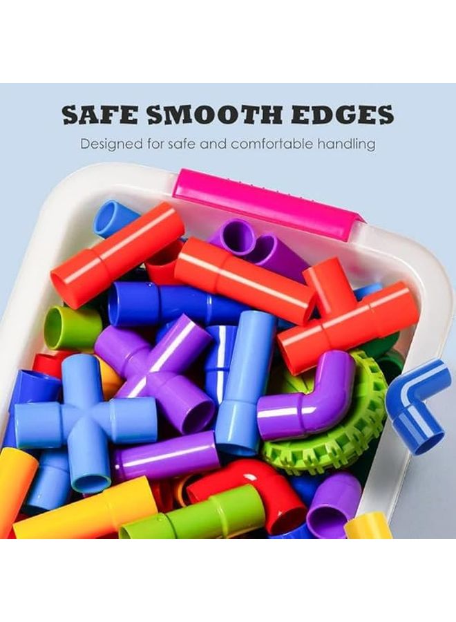 مجموعة مكعبات الأنابيب الإبداعية المحمولة للأطفال لتطوير المهارات الحركية الدقيقة - Image 3